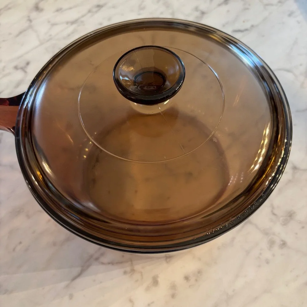 Visions by Corning Amber Glass Saucepan with Lid 2.5L V-2.5-B France Vintage